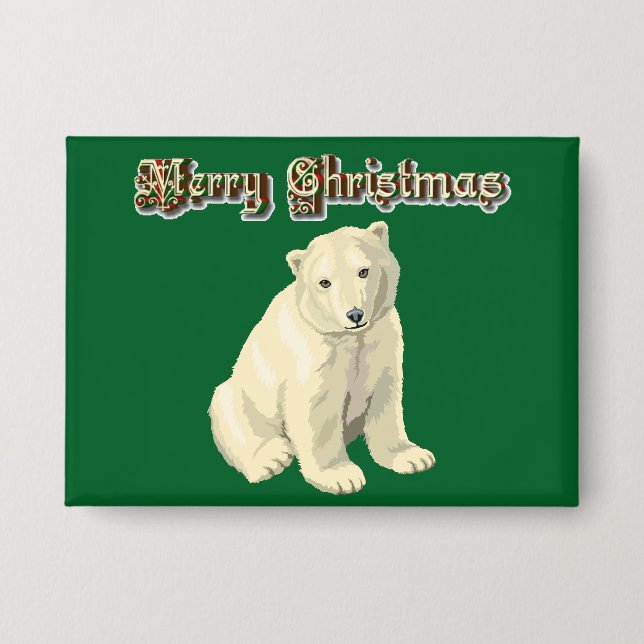 Badge Merry Christmas Polar Bear Button (Recto)