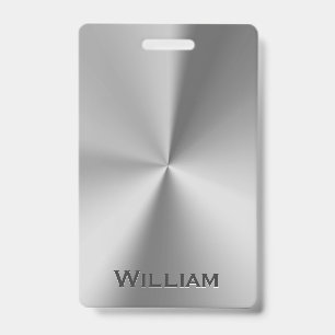Badge Métal brossé nom personnalisé