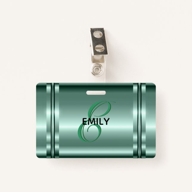 Badge Metallic Pastel Green Design (Devant avec clip)