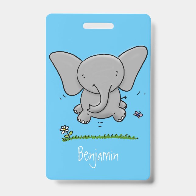 Badge Mignon bébé éléphant adorable illustration de dess (Avant)