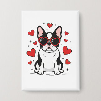 Badge Mignon Frenchie en Lunettes de Soleil en Forme de