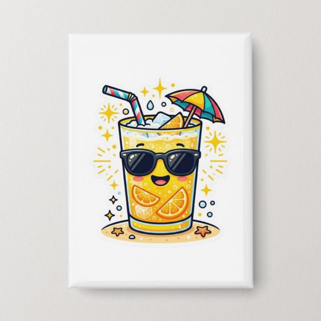 Badge Mignon Kawaii Boisson Tropicale D'été Autocollant (Recto)