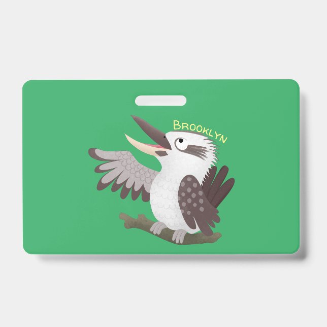 Badge Mignon kookaburra dessin animé drôle qui rit (Avant)