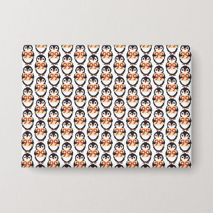Badge Mignon pingouin tenant un panneau avec le numéro 9