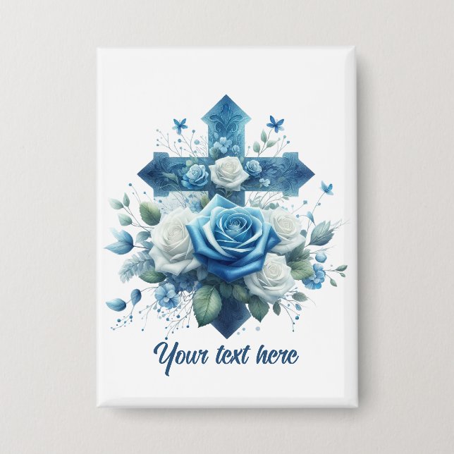 Badge Mignonne croix religieuse ajouter du texte (Recto)