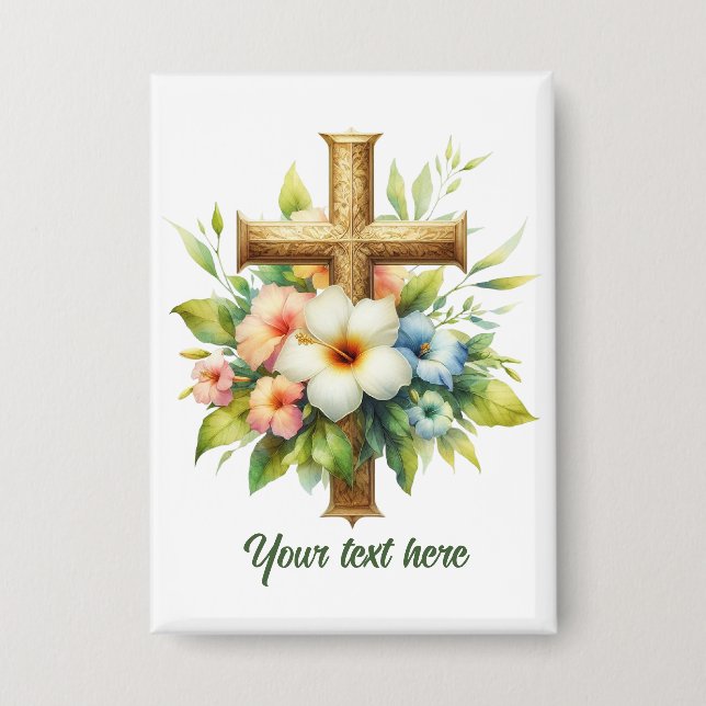 Badge Mignonne croix religieuse ajouter du texte (Recto)