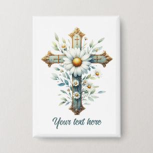 Badge Mignonne croix religieuse ajouter du texte