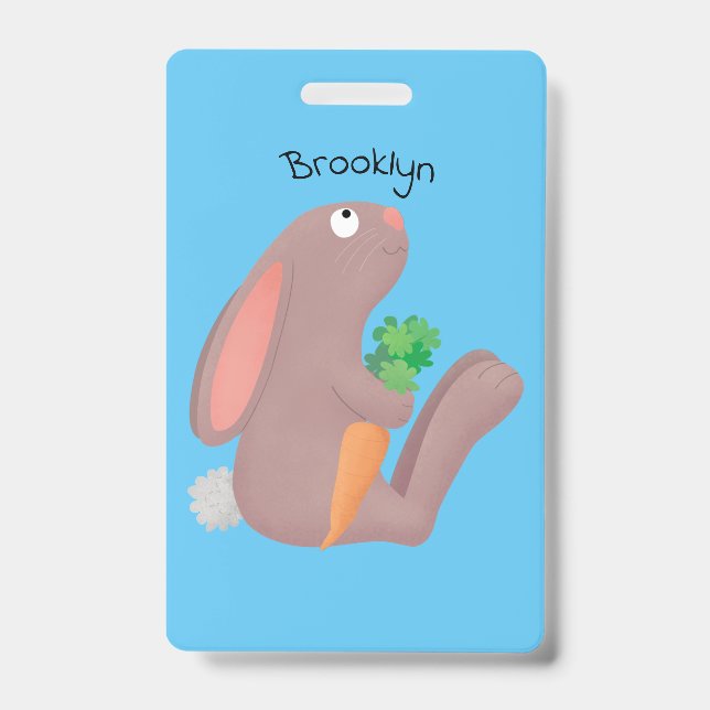 Badge Mignons lapin lapin lapin assis avec dessin de car (Avant)