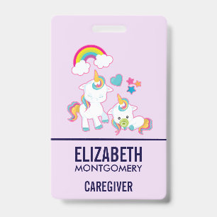 Badge Mignons licornes blanches Maman et bébé magiques