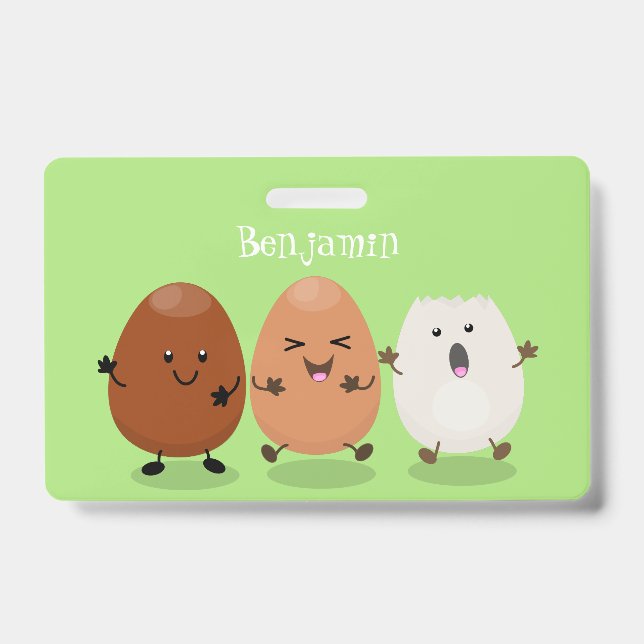 Badge Mignons œufs kawaii illustration de dessin animé d (Avant)