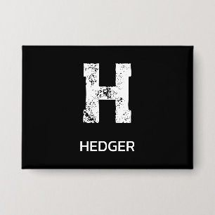 BADGE MINIMALISTE BLANC MONOGRAMME À UNE LETTRE NOM NOIR