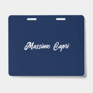 Badge Minimaliste Bleu Foncé Élégant Propre Nom Texte Gr