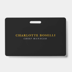 Badge Minimaliste Classique Professionnel Couleur Noir O
