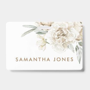 Badge Minimaliste Moderne Fleur d'eau Blanche de Pivoine