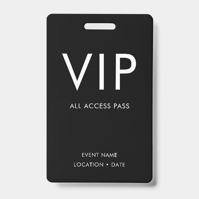 Badge Minimaliste noir et blanc VIP (Avant)