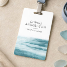 Minimaliste Ocean Aquarelle Bleu Poussiéreux Nom