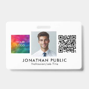Badge Modèle Code QR Photo de l'employé Logo de l'entrep
