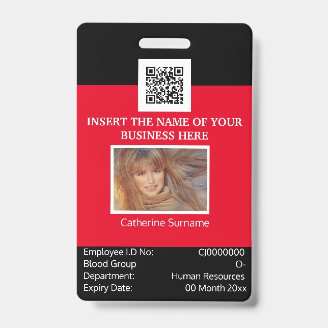 Badge Modèle de carte d'identité d'employé CUSTOM double (Avant)