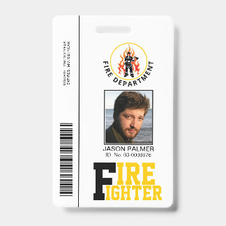 Badge Modèle de carte d'identité photo de pompier jaune