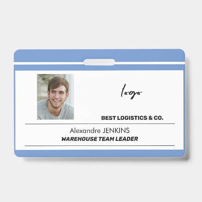 Badge Modèle de code à barres de logo de photo de nom d' (Avant)