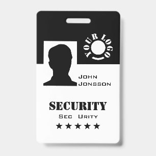 Badge Modèle de code de logo de photo en noir et blanc c