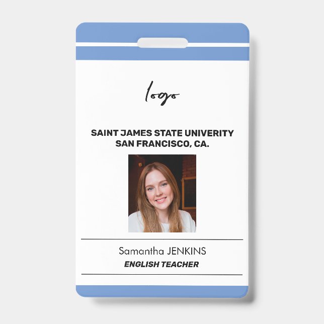 Badge Modèle de code nu avec photo de nom d'employé pers (Avant)