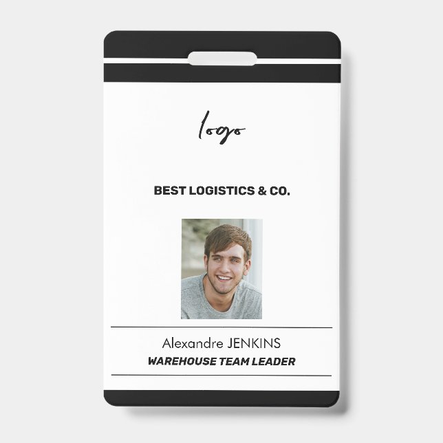 Badge Modèle de code nu pour le nom de photo d'employé d (Avant)