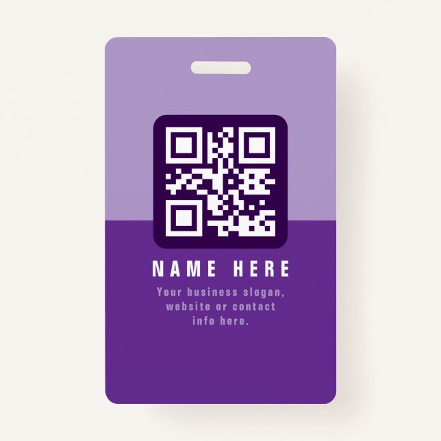 Badge Modèle de code QR moderne modifiable | Purples (Devant)