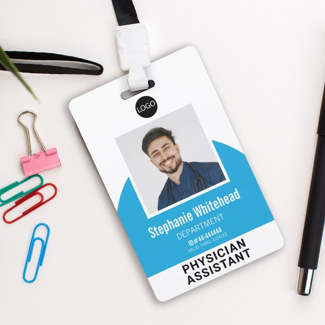 Badge Modèle de logo Photo d'employé Nom ID Bleu Aqua (Your photo ID employee badge is not just an identification tool, but a powerful communication medium)