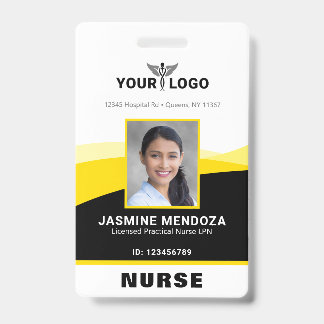 Badge Modèle de logo photo jaune noir Nom de l'entrepris