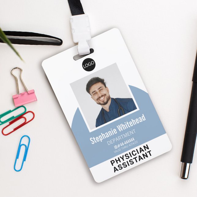 Badge Modèle de logo Photo Nom de l'employé ID Bleu pous (Your photo ID employee badge is not just an identification tool, but a powerful communication medium)