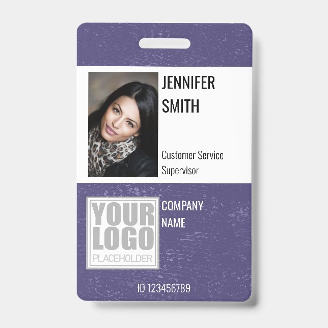 Badge Modèle de logo sur fond bleu foncé pour employés e (Avant)