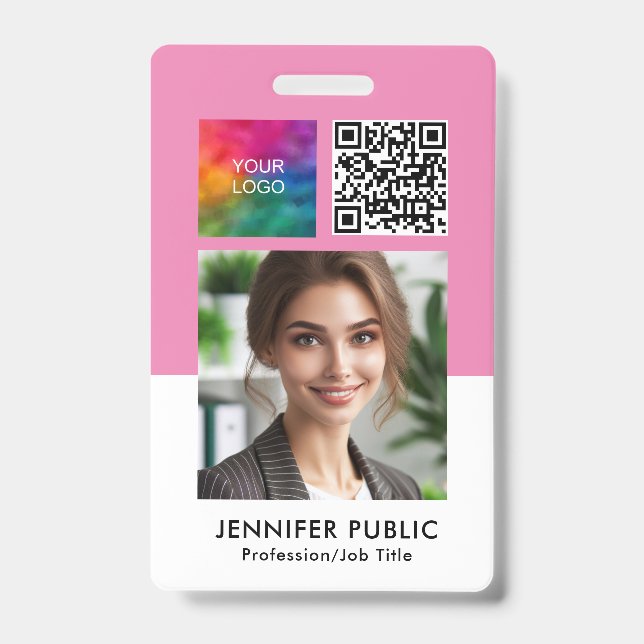 Badge Modèle de nom et de titre de logo de code QR de ph (Avant)
