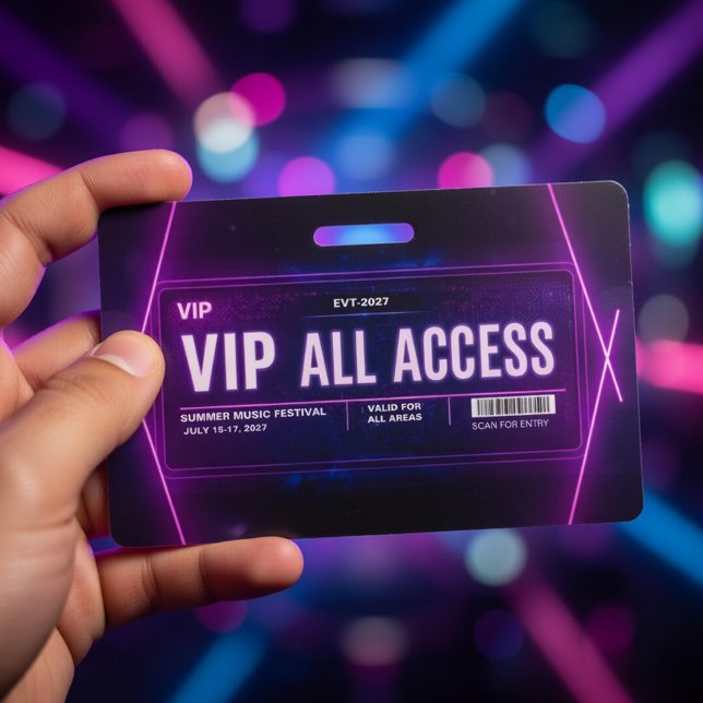 Badge Modèle de passe d'accès VIP Neon avec code QR (Créateur téléchargé)