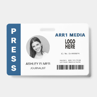 Badge Modèle de photo bleu classique avec ID d'employé