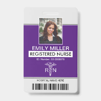 Badge Modèle de photo de caducée de violet employé Infir