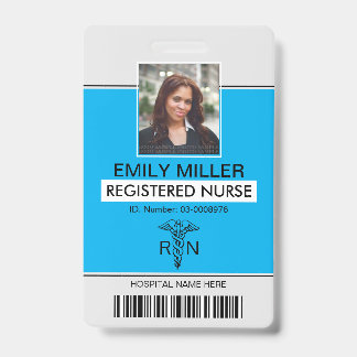 Badge Modèle de photo de caducée d'employé infirmière au