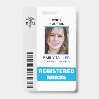 Badge Modèle de photo de caducée d'employé infirmière di