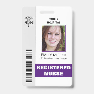 Badge Modèle de photo de caducée d'employé infirmière di