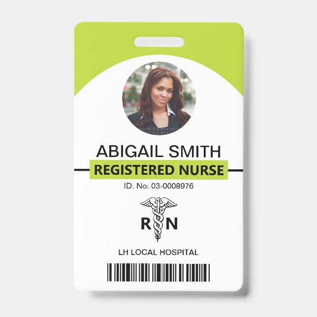 Badge Modèle de photo de caducée lime pour employé Infir (Avant)