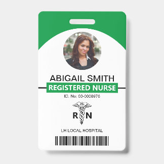 Badge Modèle de photo de caducée vert pour infirmière di