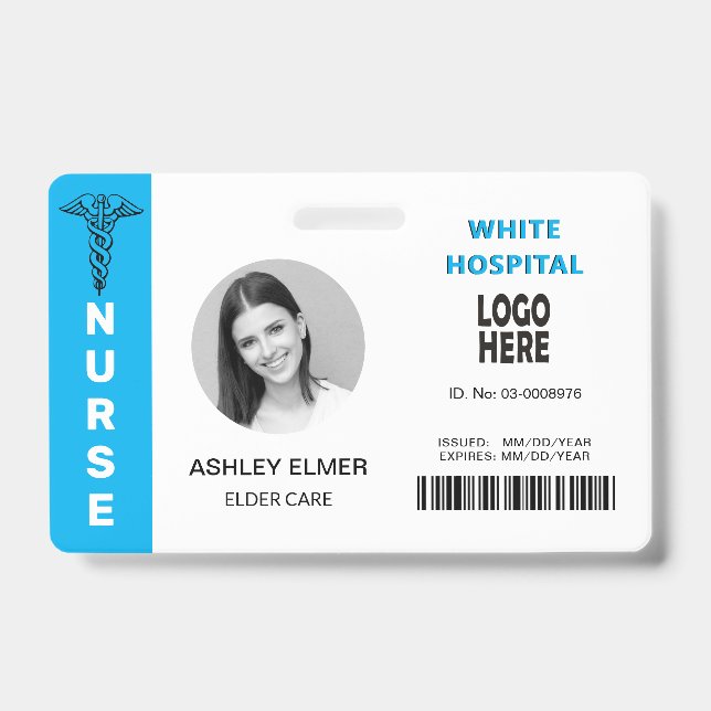 Badge Modèle de photo de carte d'identité d'infirmière e (Avant)