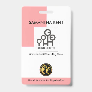 Badge Modèle de photo de colonne rose verticale simple I