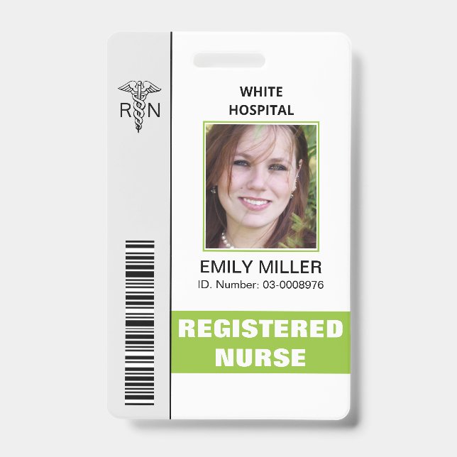 Badge Modèle de photo de lime caducée d'employé infirmiè (Avant)