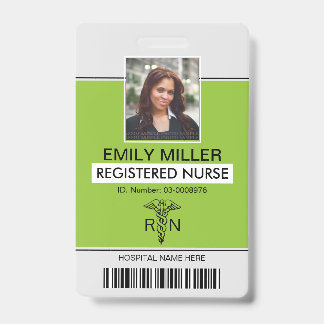 Badge Modèle de photo de lime caducée d'infirmière diplô