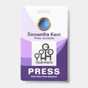 Badge Modèle de photo de presse Courbure de la vague de