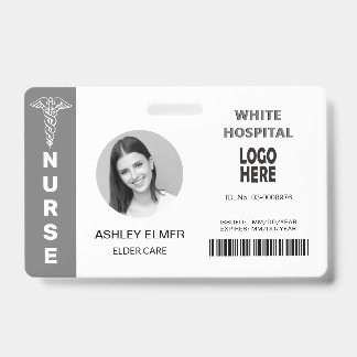 Badge Modèle de photo d'identité gris pour infirmière en