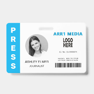 Badge Modèle de photo d'identité professionnelle bleue