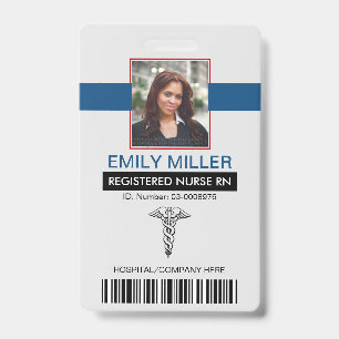 Badge Modèle de photo d'infirmière diplômée caducée