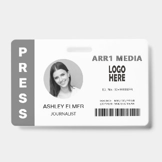 Badge Modèle de photo gris classique avec ID d'employé